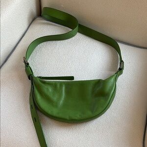 All Saints Green Crossbody Bag with Adjustable Strap and Smooth Finish